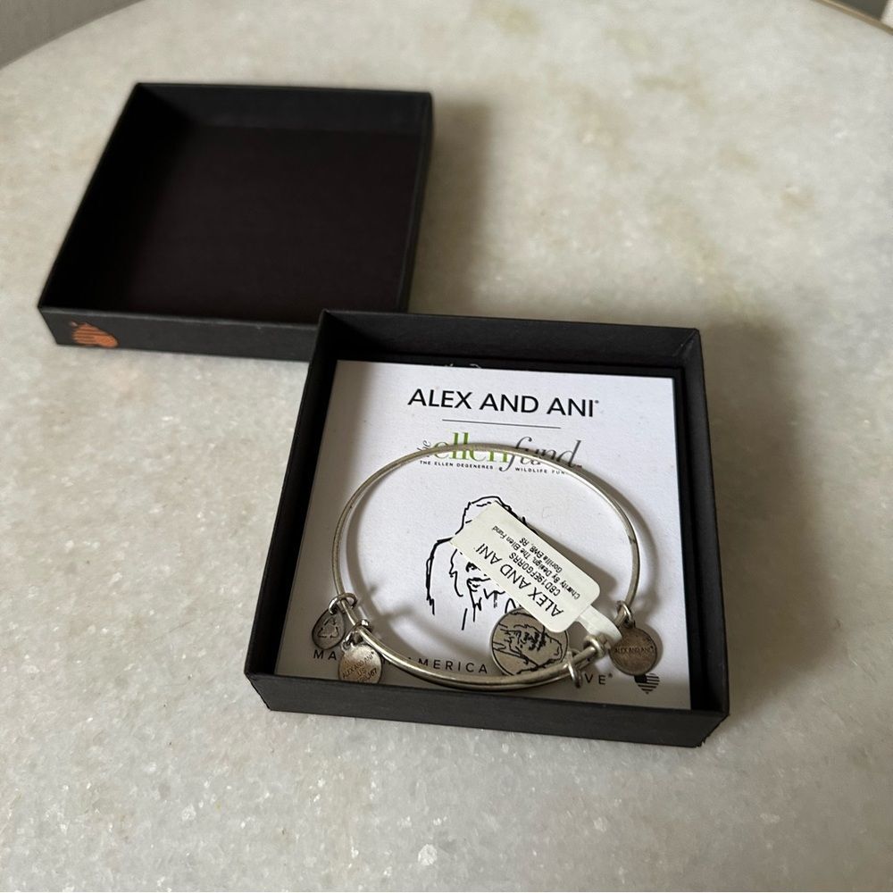 Alex and Ani Charity By Design Gorilla Silver Expandable Charm Bracelet Bangle
